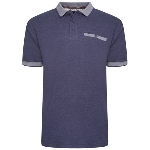 KAM Piqué-Jacquard-Poloshirt Königsblau meliert